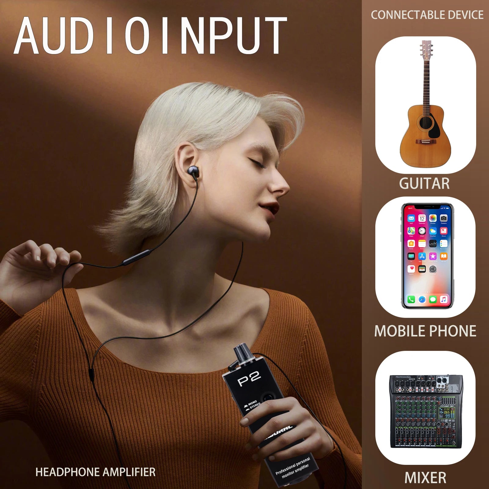 Headphone Amplifier Converter XLR to 3.5MM Audio Interface Mini Portable HIFI Headphone Amplifier Clip Mount