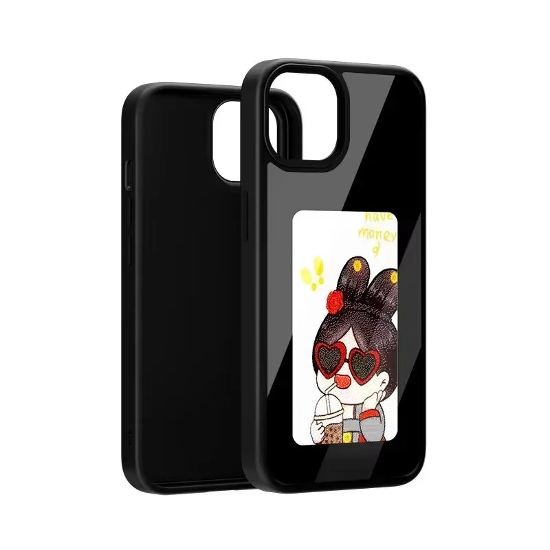 New-Tech NFC Function 4 Colors E Ink Phone Case for Iphone 16 15 14 13 Pro Max DIY Screen Smart Phone Case Fundas Battery Free