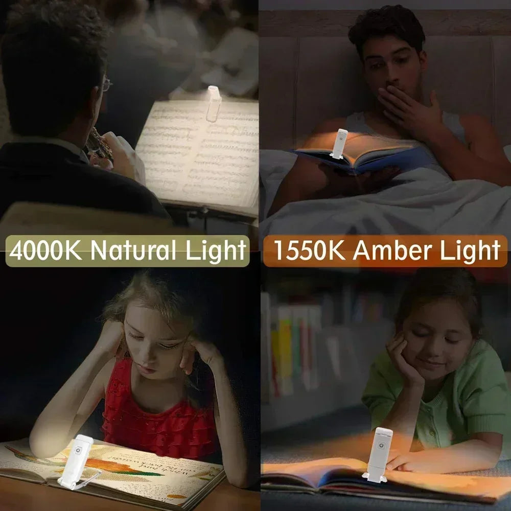 LED USB Rechargeable Book Reading Light Brightness Adjustable Eye Protection Clip Book Light Portable Bookmark Read Light