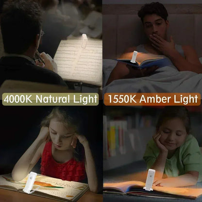 LED USB Rechargeable Book Reading Light Brightness Adjustable Eye Protection Clip Book Light Portable Bookmark Read Light
